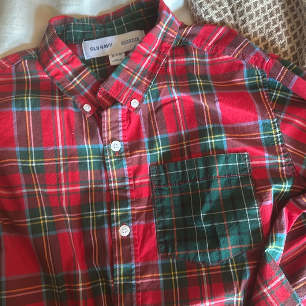 Old Navy Christmas plaid button down